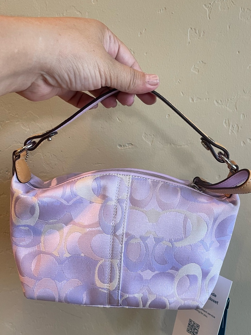 Rare Coach Lavender Signature Mini Top-Handle Bag purse purple crystal lady bag - Picture 4 of 6